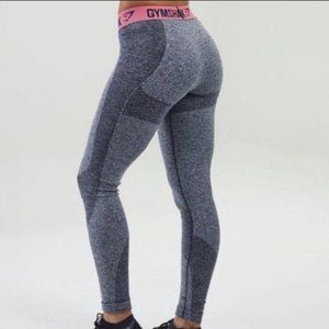 GYMSHARK dark grey legging with pink waistband